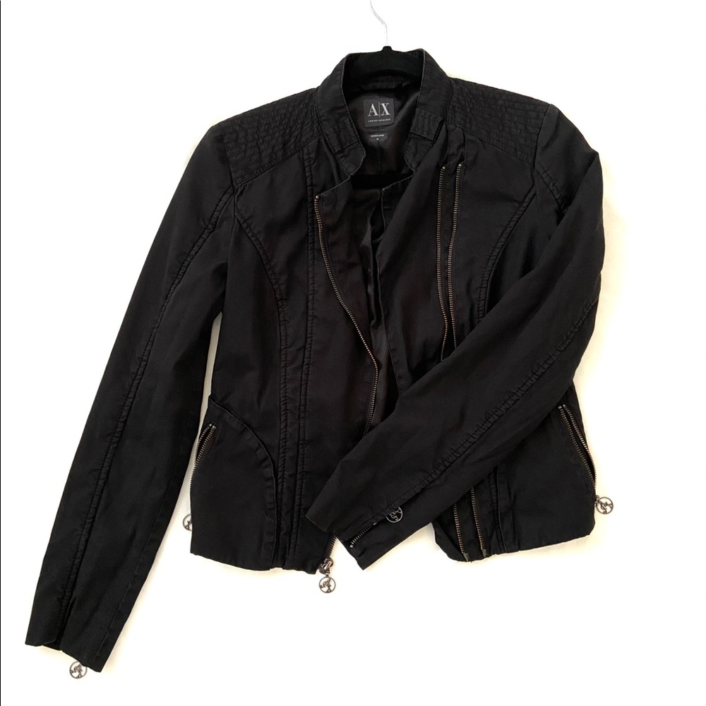 Armani Exchange Women’s Black Moto Jacket Medium